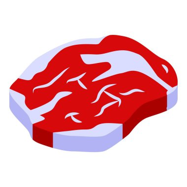 Çiğ biftek ikonu, izometrik stil