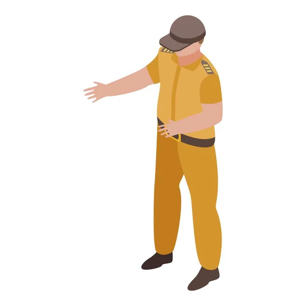 Policista s ikonou pouštní barvy, izometrický styl — Stockový vektor
