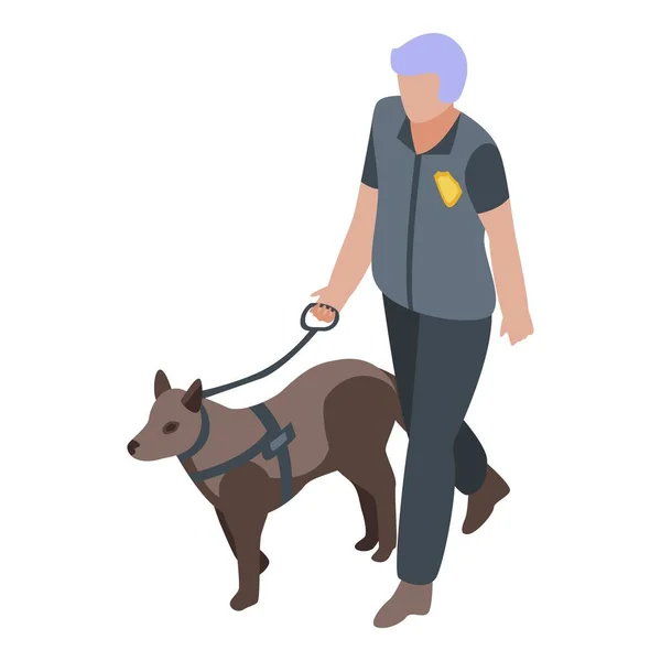 Policier avec icône de chien, style isométrique — Image vectorielle