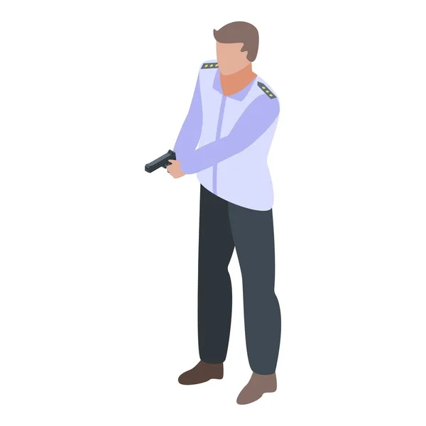 Le policier prend l'icône du pistolet, style isométrique — Image vectorielle