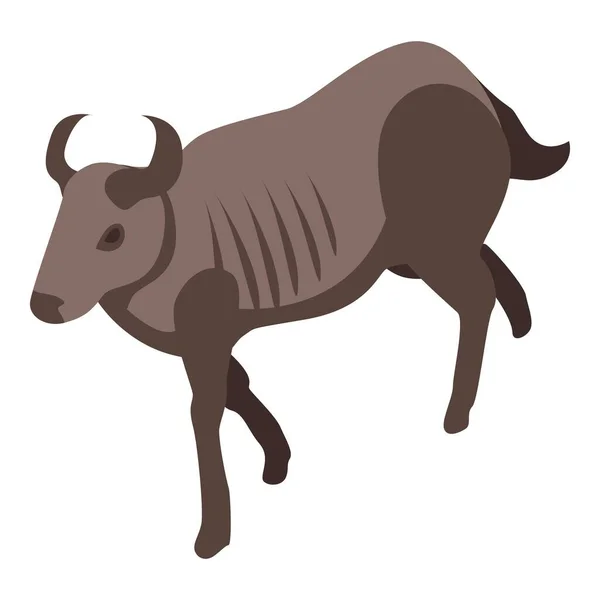 Wild wildebeest icon, isometric style — Stock Vector