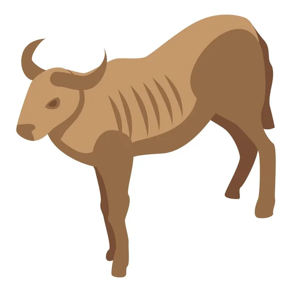 Safari wildebeest 아이콘 , isometric 스타일 — 스톡 벡터