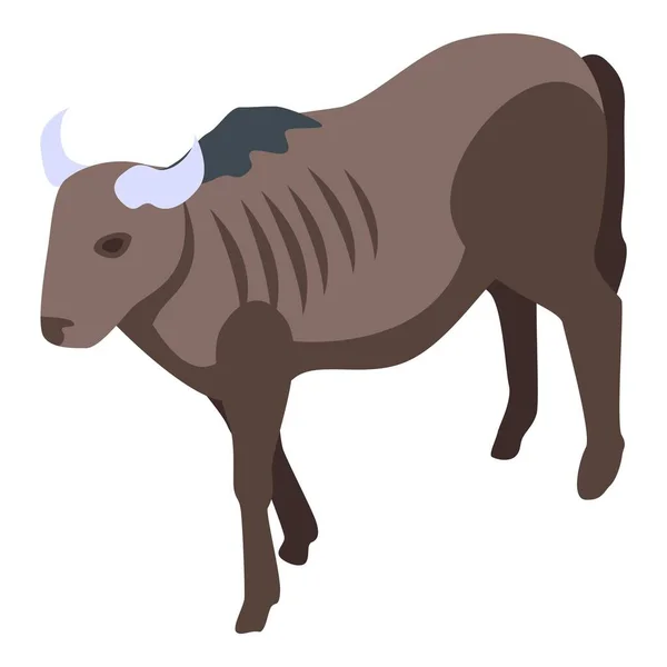 Old wildebeest icon, isometric style — Stock Vector