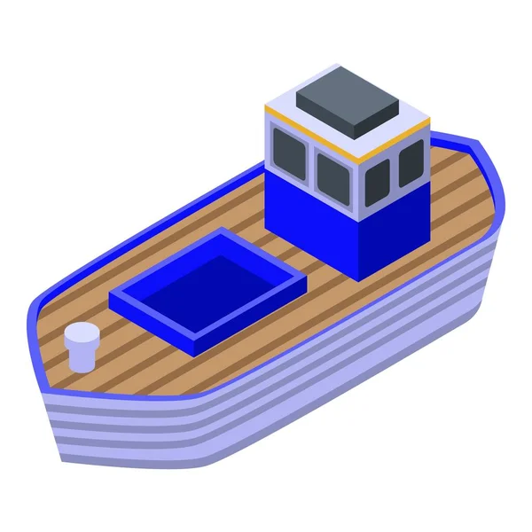 Icône de bateau de ferme piscicole, style isométrique — Image vectorielle