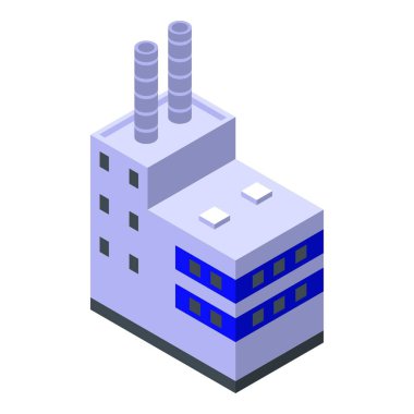 Fabrika simgesini geri dönüştür, izometrik biçim