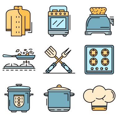 Aşçı simgesi çizgisi renk vektörü