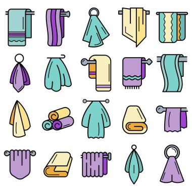 Havlu simgesi çizgisi renk vektörü