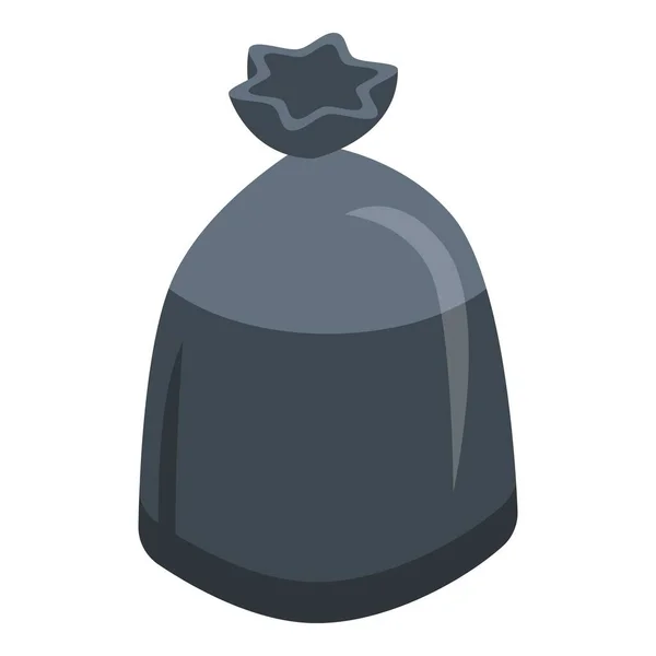 Icono de bolsa de basura negra, estilo isométrico — Vector de stock