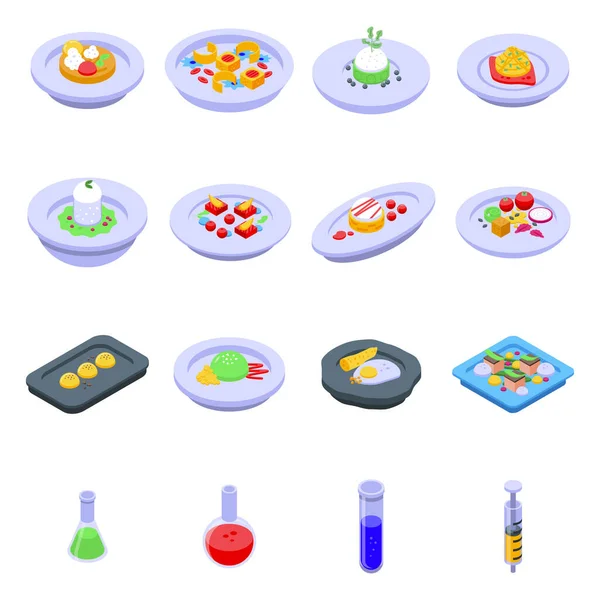 Conjunto de iconos de cocina molecular, estilo isométrico — Vector de stock