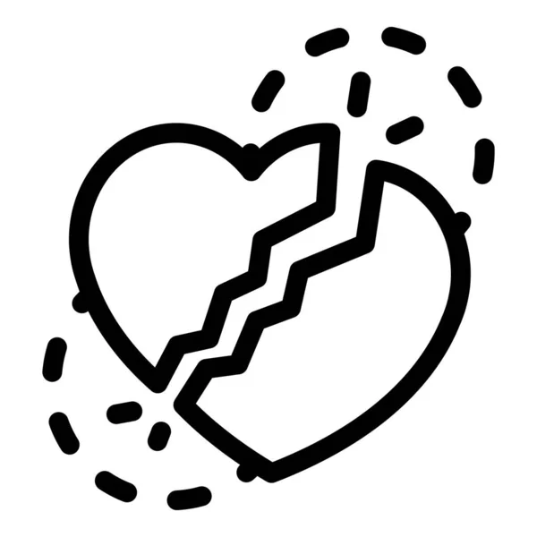 Icono de corazón roto, estilo de contorno — Archivo Imágenes Vectoriales