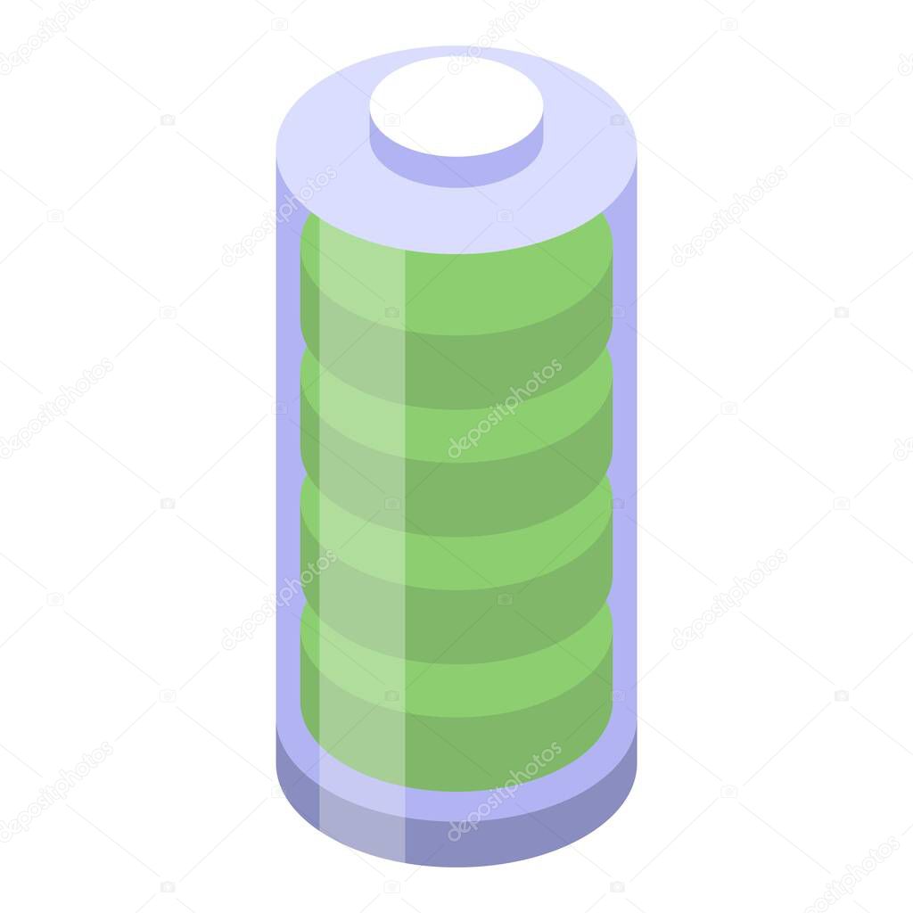 Recycle full battery icon, isometric style