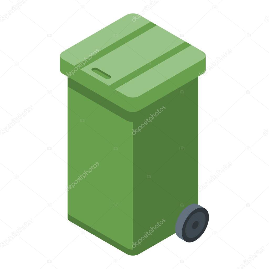 Plastic garbage box icon, isometric style