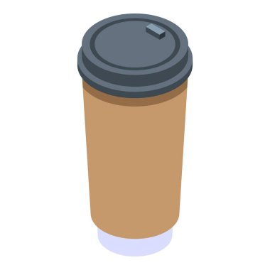 Plastik kahve fincanı simgesi, izometrik stil