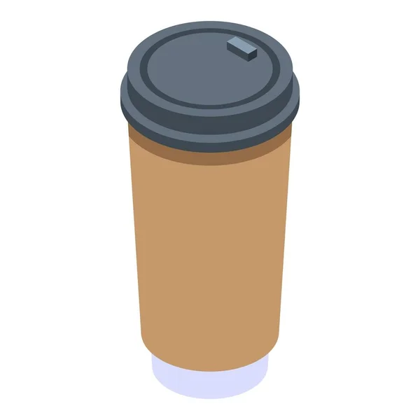 Ícone copo de café de plástico, estilo isométrico — Vetor de Stock