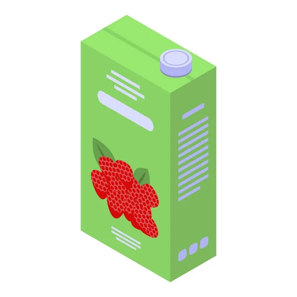 Icône de paquet de jus de framboise, style isométrique — Image vectorielle