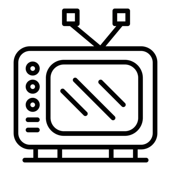 旧电视图标，轮廓风格 — 图库矢量图片