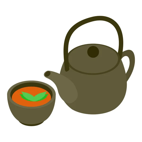 Icono de ceremonia del té, estilo isométrico — Vector de stock