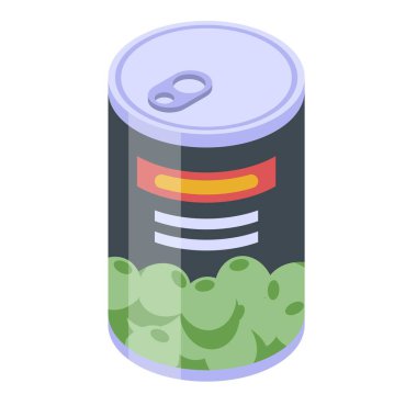 İspanyol zeytin kutusu simgesi, izometrik stil