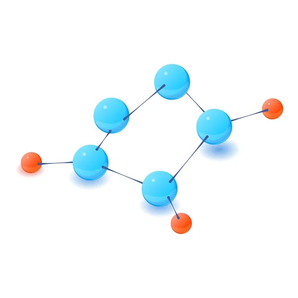 Kémiai modell ikon, izometrikus stílus — Stock Vector