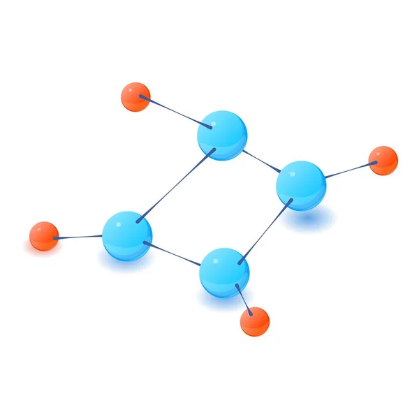 Ícone de molécula poliatômica, estilo isométrico — Vetor de Stock