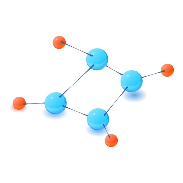 多原子分子アイコン、アイソメトリックスタイル — ストックベクタ
