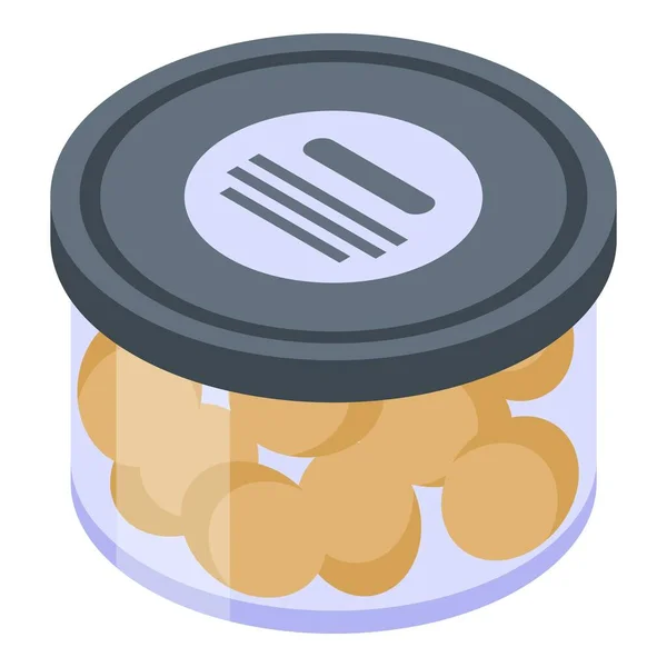 Gold olive jar icon, isometric style — Stock Vector