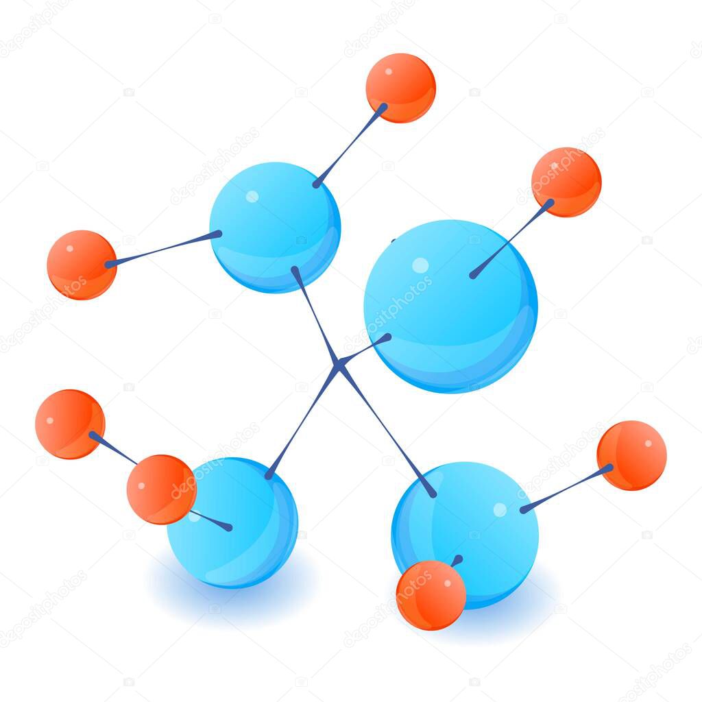 Neutral molecule icon, isometric style