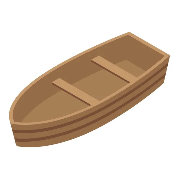 Ícone de barco de madeira pirata, estilo isométrico — Vetor de Stock