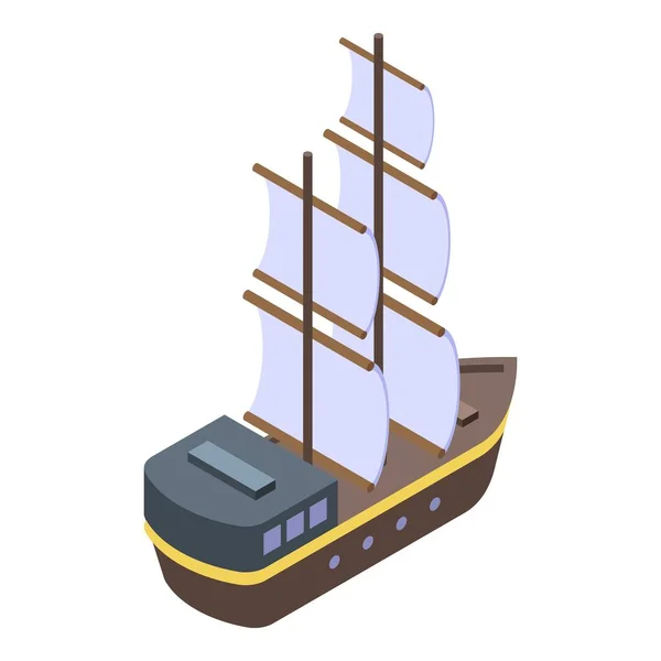 Icono de barco de mar pirata, estilo isométrico — Vector de stock