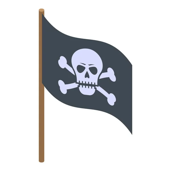 Ícone da bandeira do navio pirata, estilo isométrico — Vetor de Stock