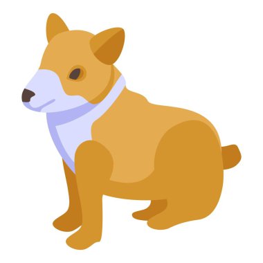 Köpek corgi köpek simgesi, izometrik biçim