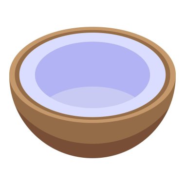 Yarı kesilmiş hindistan cevizi simgesi, izometrik biçim