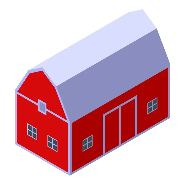Çiftlik kırmızı ahır simgesi, izometrik stil — Stok Vektör