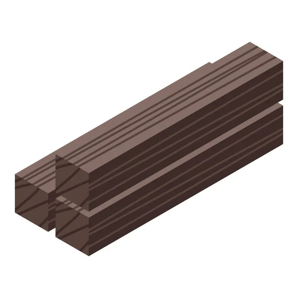 Icono de barras de columna de madera, estilo isométrico — Vector de stock