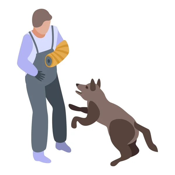 Icono de entrenamiento de perro policía, estilo isométrico — Vector de stock