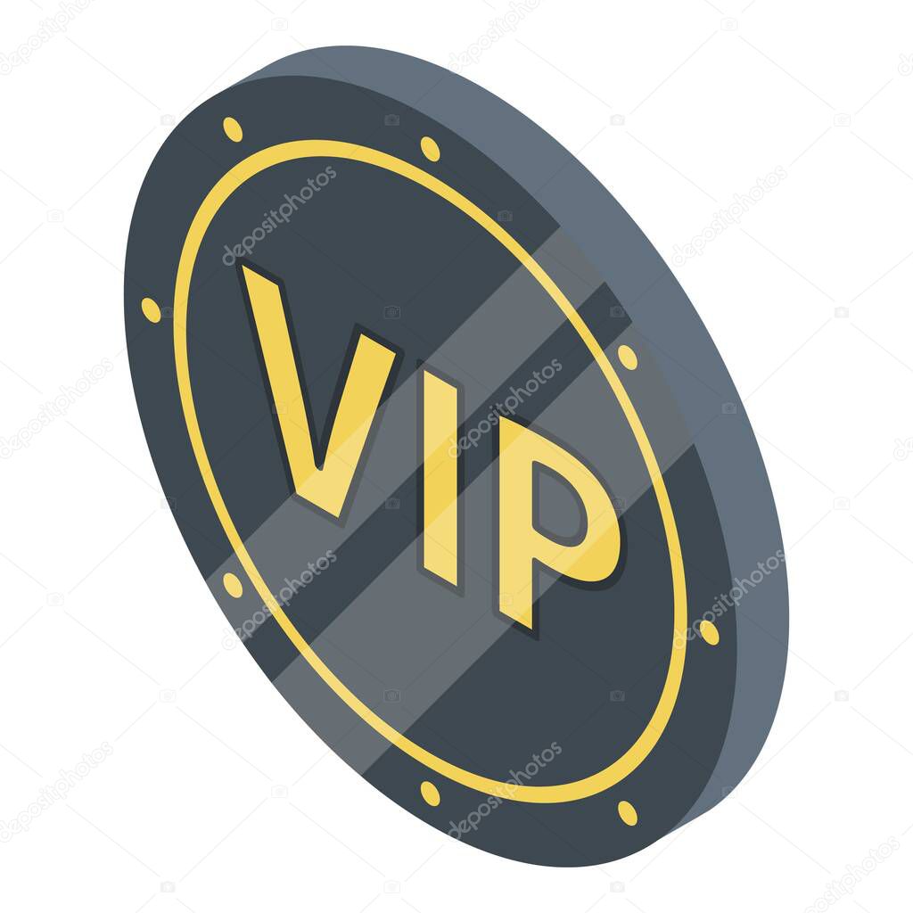 Vip black coin icon, isometric style