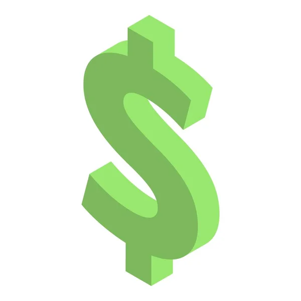 Green dollar sign icon, isometric style — Stock Vector