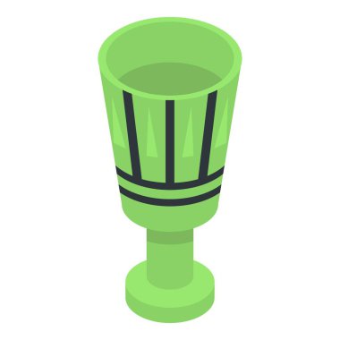 Firavun yeşil kupa ikonu, izometrik stil