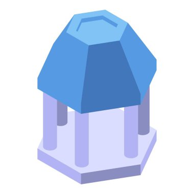 Modern plastik kuş besleyici simgesi, izometrik biçim