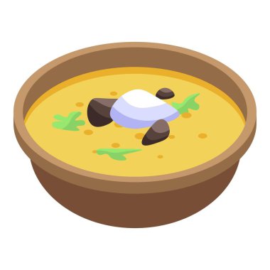 Rus çorbası ikonu, izometrik stil.