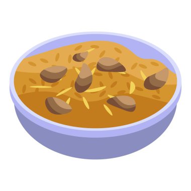 Rus pirinç yemeği ikonu, izometrik stil