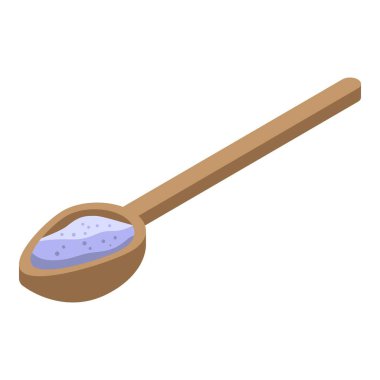 Ahşap kaşık un simgesi, izometrik biçim