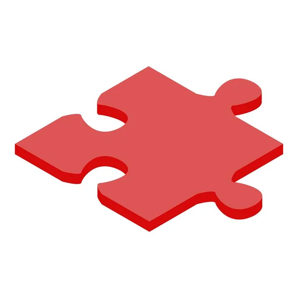 Red jigsaw icon, isometric style — Stock Vector