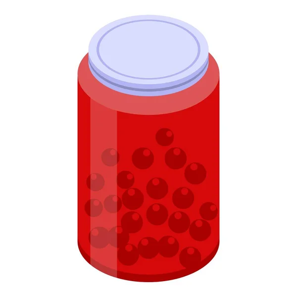 Ícone de jarra de geléia de baga vermelha, estilo isométrico — Vetor de Stock