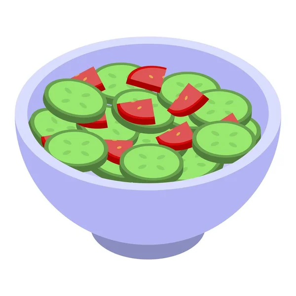 Icono de ensalada de pepino de tomate, estilo isométrico — Vector de stock