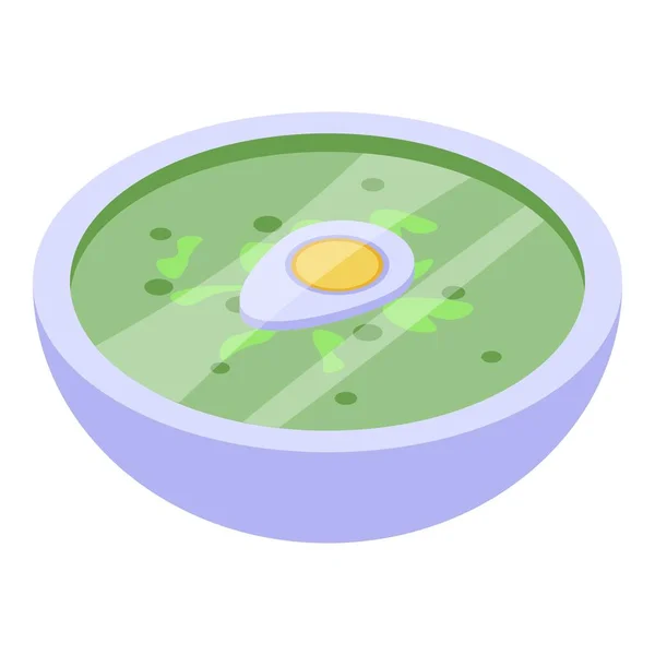 Ícone de sopa de ovo verde, estilo isométrico — Vetor de Stock
