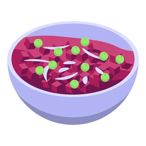 Kırmızı pancar salatası ikonu, izometrik stil — Stok Vektör