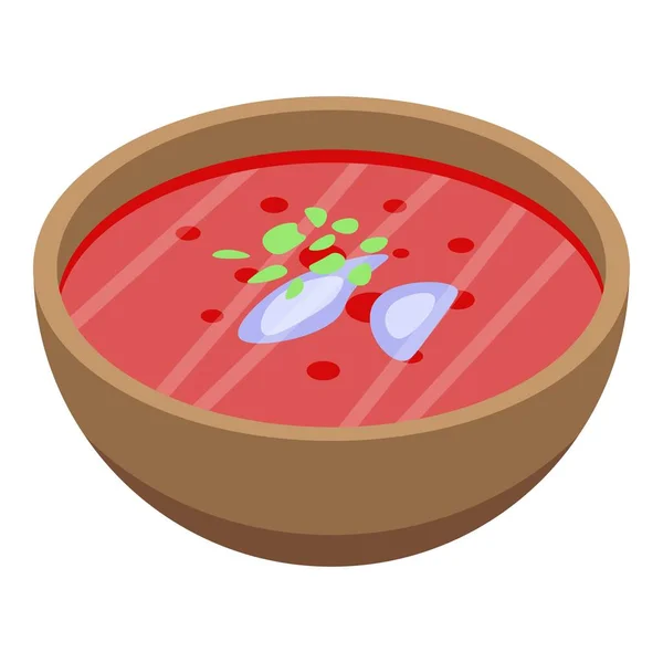 Ícone borscht vermelho, estilo isométrico — Vetor de Stock