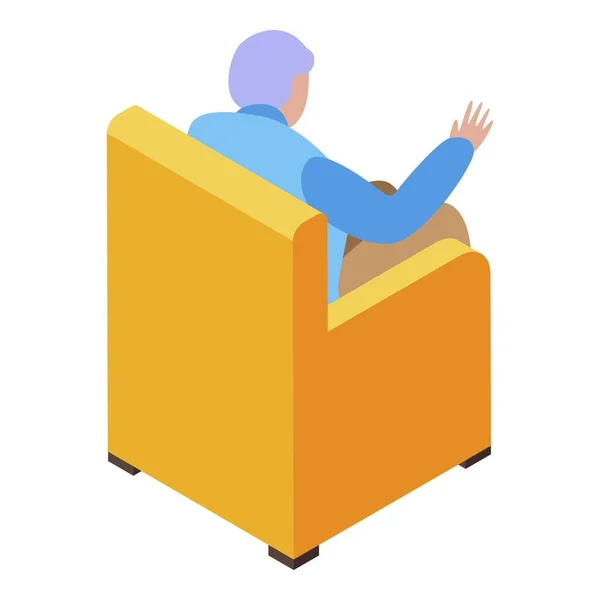 Grandfather resting in armchair icon, isometric style — Stock Vector