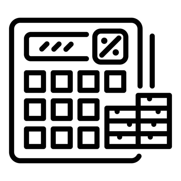 税务计算器图标,轮廓样式 — 图库矢量图片